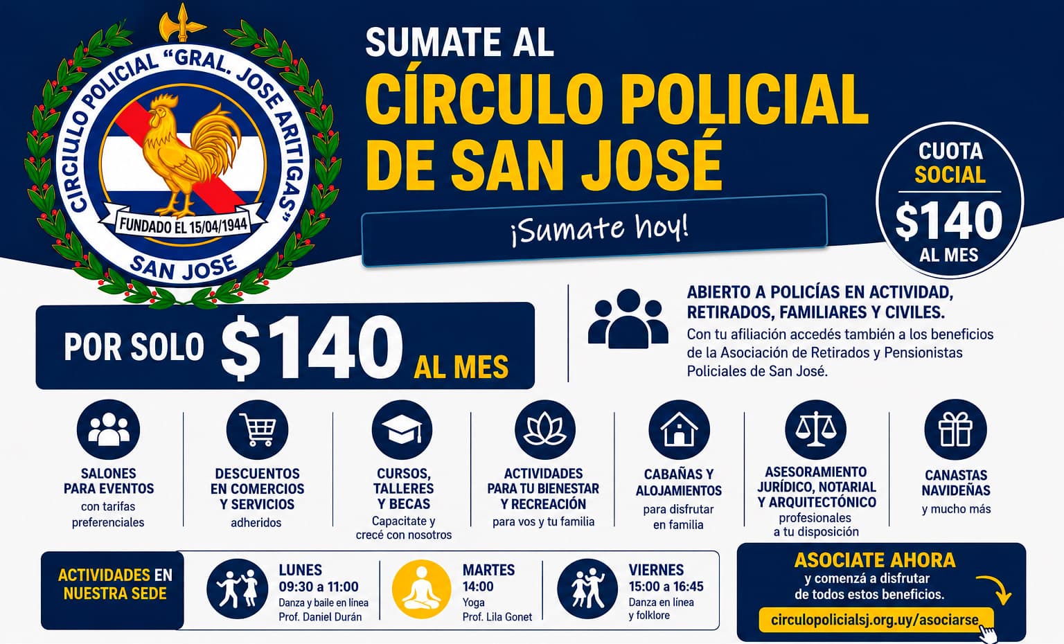 ¿Todavía no sos socio del Círculo Policial de San José?